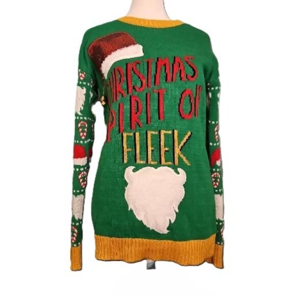 With Love Derek "Christmas Spirit on Fleek" Green Christmas Sweater-Size Medium - Picture 1 of 6